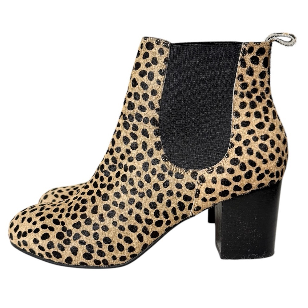 Sole Society Mimi Chelsea Calf Hair Cheetah Print Ankle Booties Women’s Size 8